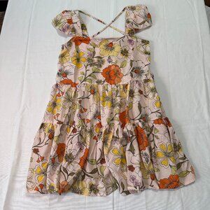 Lottie & Holly Floral Dress Blush Pink Rust Ruffle Mini Size XS NWT